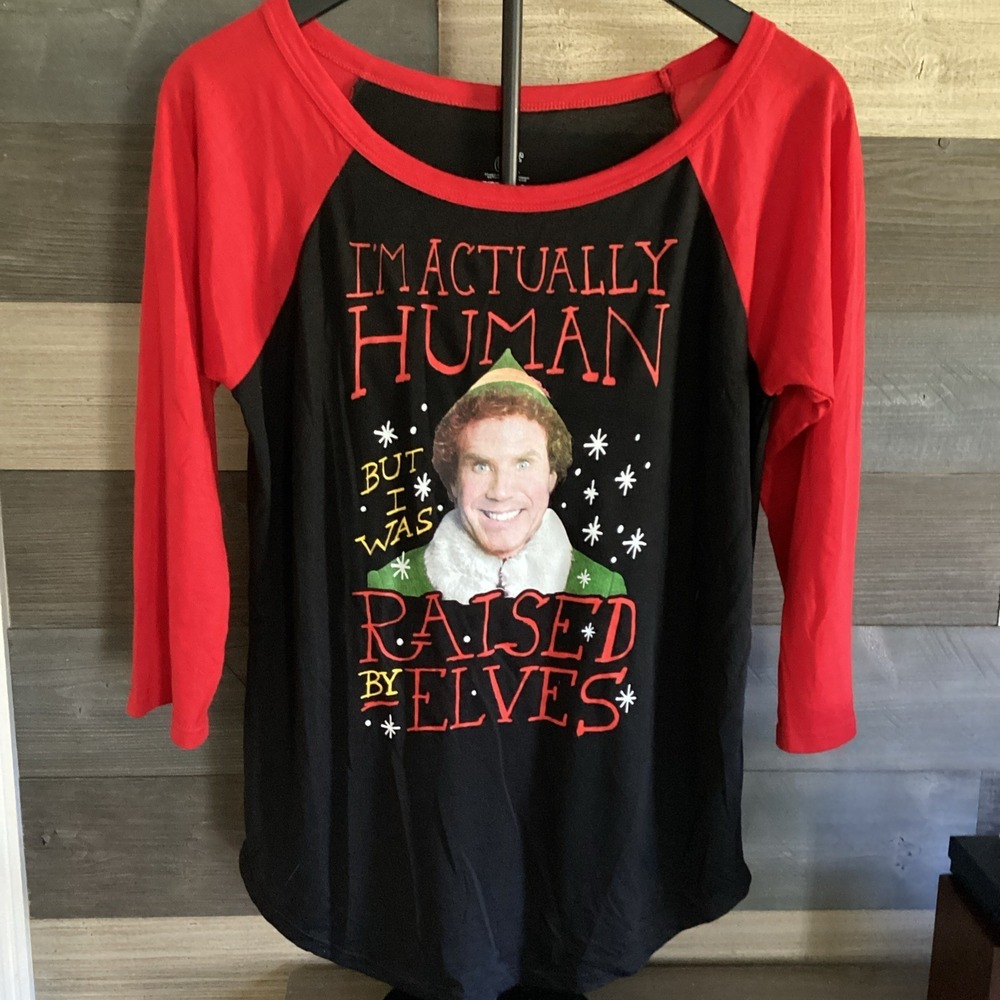 Ripple Junction Elf Movie Baseball Shirt Buddy The Elf Graphic Tee Mens Womens M